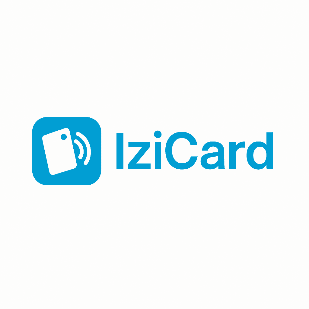 IziCard – Identité visuelle en version inversée sur fond bleu Samuel Pooda