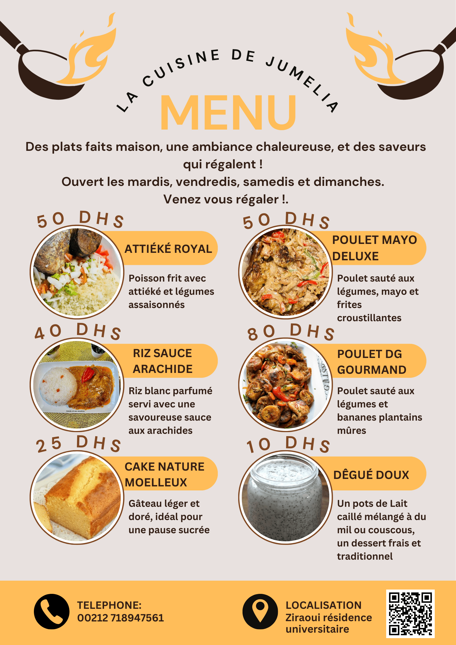 Visuel de menu pour la-cuisine-de-jumelia – branding et design de carte de restaurant